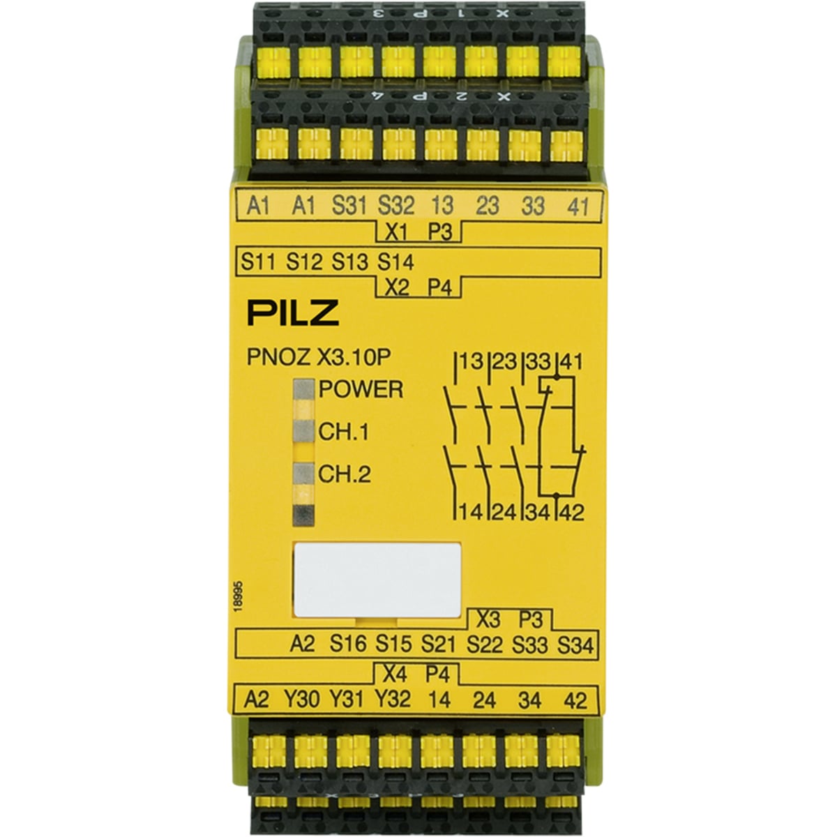 Safety Relay, 1/2-Channel Wiring with/without detection of Shorts Across Contacts, 3 N/O, 1 N/C,1 SC, Automatic/Monitored Start, UB = 24 V AC/DC, 45mm, Plug-in Screw Terminals, Monitoring of E-STOP, Safety Gates Sidewards Compatibility with PNOZ X3
