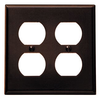 85016 Standard Size Wall Plate, 2 Gangs, 4.56 in W x 4.5 in H, Thermoset, Brown