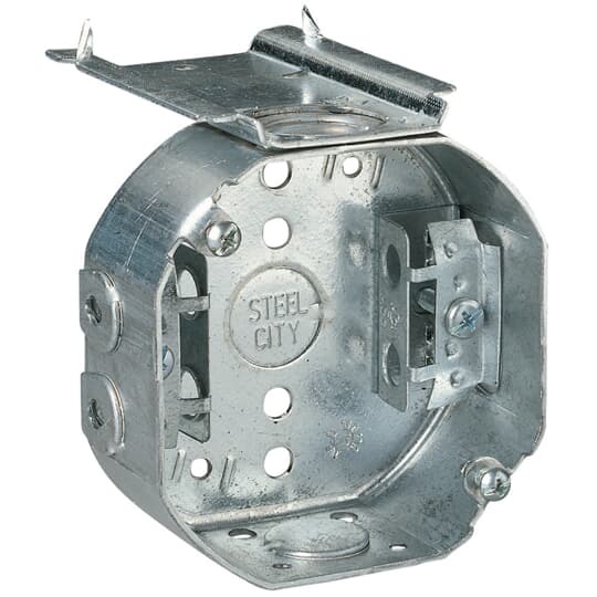 54151-AL Steel City Drawn Style Ceiling Box, Steel, 15.8 cu-in Capacity, 1 Outlets, 2 Knockouts, 1-1/2 in D