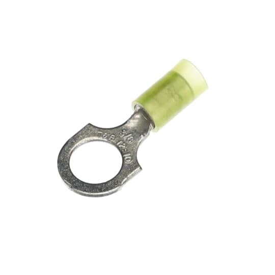 RC10-38 Sta-Kon RC Series Insulated Ring Terminal, 12 to 10 AWG Conductor, 1.27 in L, Insulation Grip Sleeve Barrel, Copper, Yellow