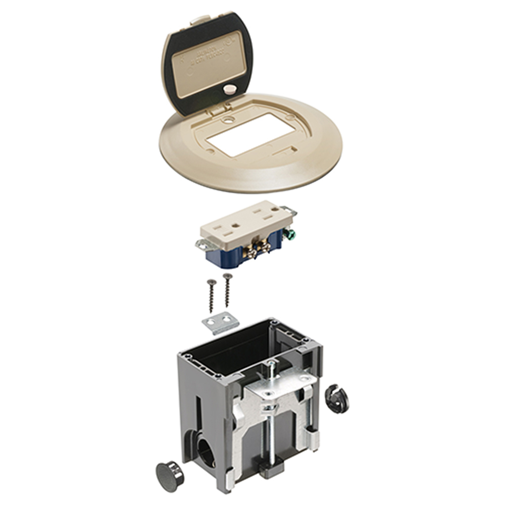 FLBAFR101LA Adjustable Non-Metallic Floor Box, Plastic, 1 Gang