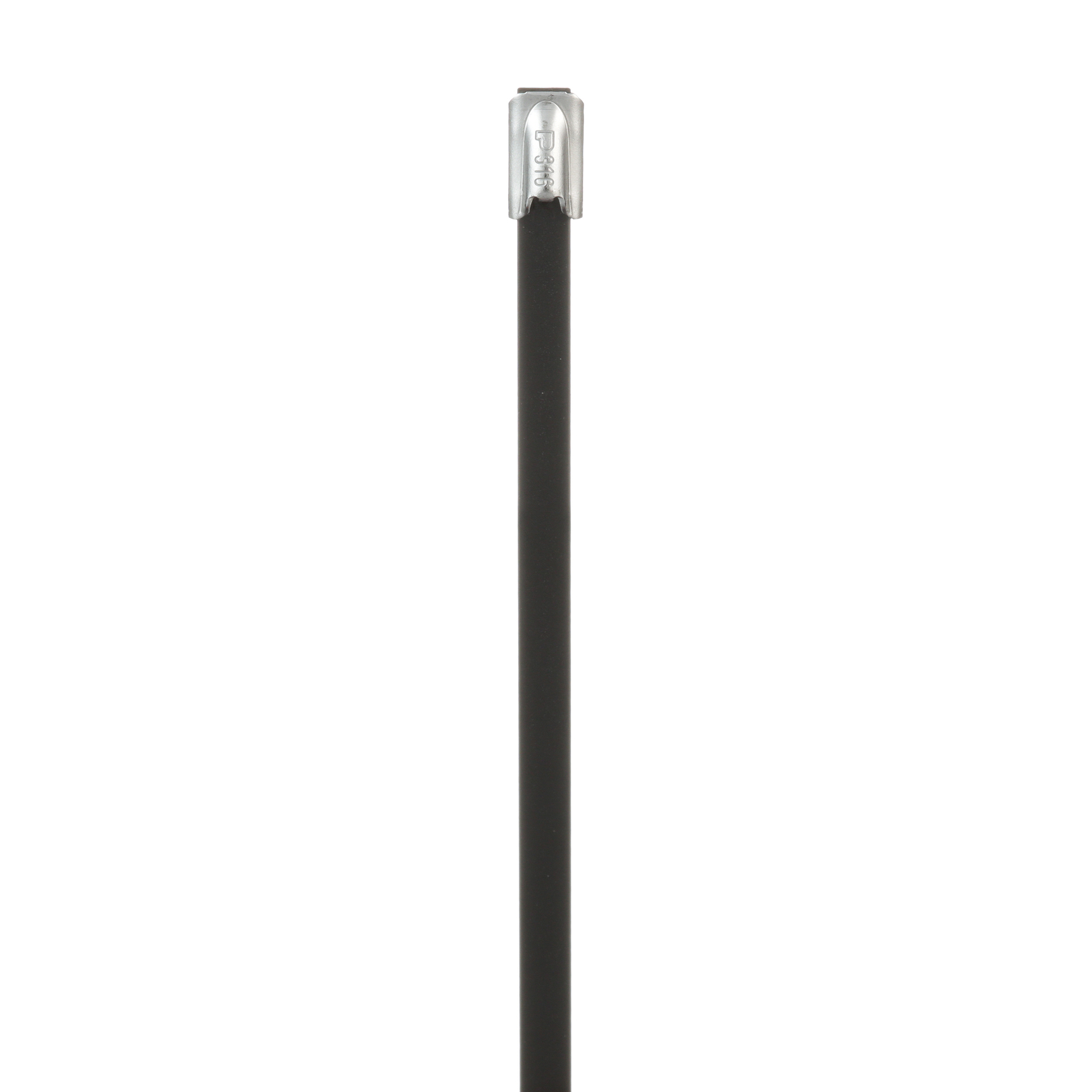 MLTFC2S-CP316 Pan-Steel MLTFC Standard Cross Section Cable Tie, 7.9 in L x 0.18 in W x 0.017 in THK, 316 Stainless Steel/Fully Coated Polyester, Black