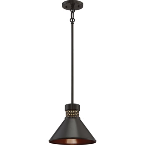 62-856 Nuvo Doral Dimmable Small Pendant, (1) Lamp, 120 VAC, Dark Bronze/Copper Accent Housing