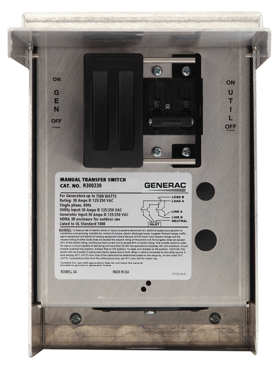 6377 30-Amp Single Circuit Manual Transfer Switch
