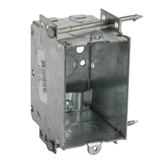 A257-25 Steel City Non-Gangable Switch Box With C-5 Non-Metallic Cable Clamps and Nails Slanted, Steel, 12.5 cu-in Capacity, 1 Outlets, 5 Knockouts, 2 in W x 2-1/2 in D x 3 in H