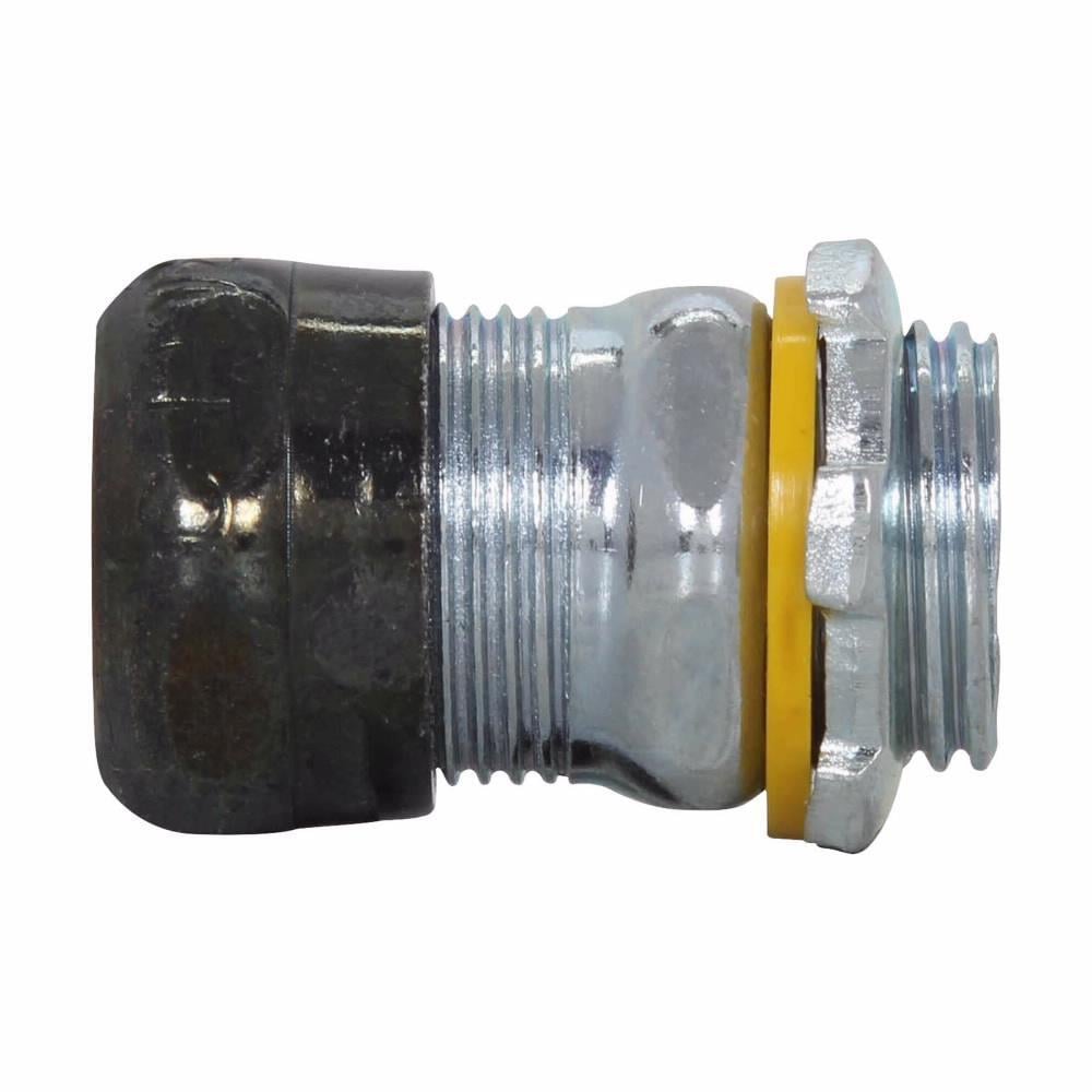 653RT Non-Insulated Raintight Straight Compression Connector, 1-1/4 in Trade, Steel, Zinc Plated