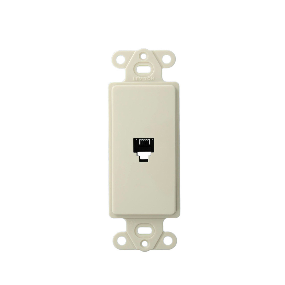 40649-T Decora Telephone Insert, RJ14 Connector, 1 Ports, 1 Gangs, Snap-Fit Mount, Light Almond