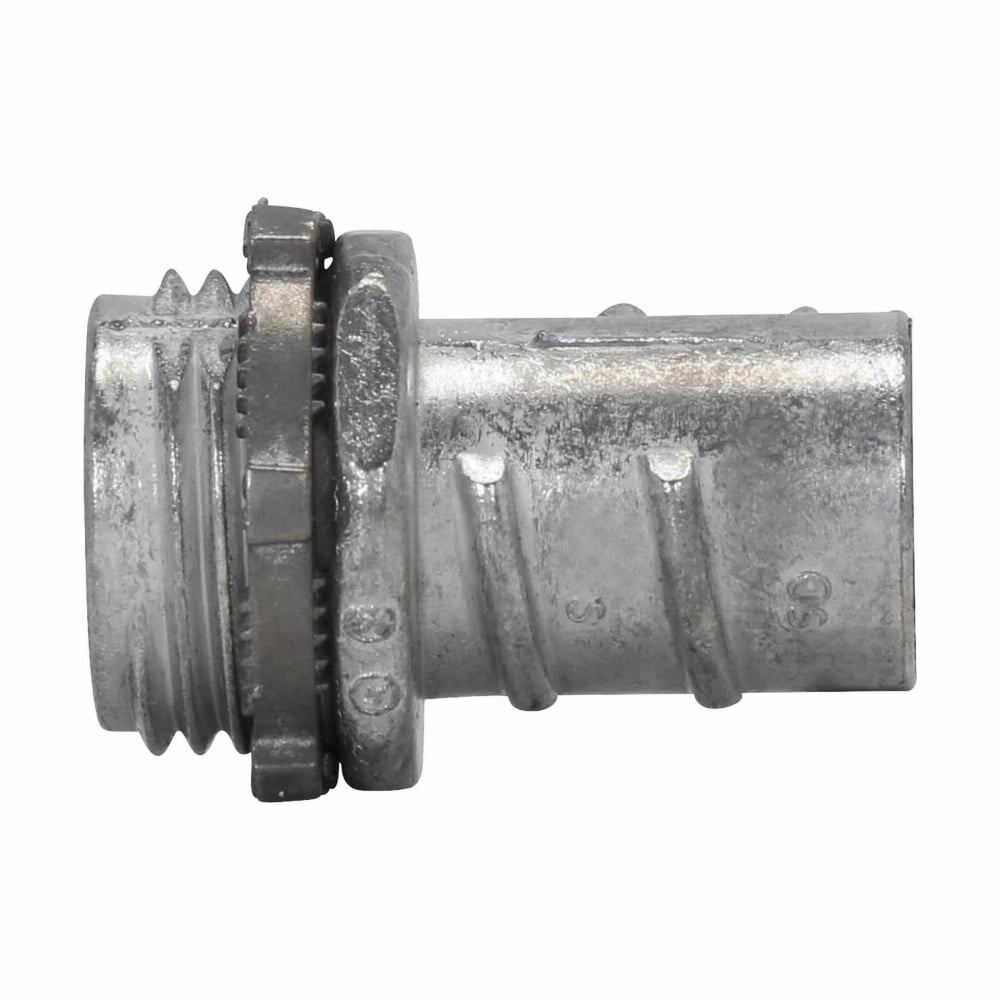 772DC Non-Insulated Screw-In Straight Threaded Connector, 3/4 in Trade, For Use With Flexible Metallic Conduit Fitting, Die Cast Zinc, Zinc Plated