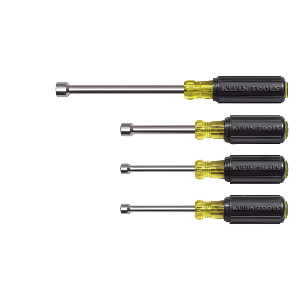 633 Nutdriver Set, 1/4 to 9/16 in, 4 Pieces, 6-3/4 in OAL, Cushion Grip Handle, Polished Chrome