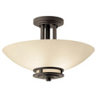 The Hendrik(TM) 15in. 2 light semi flush features a classic look with its Olde Bronze(R) finish and light umber etched glass. Inspired by Hendrik Berlage, the Hendrik Semi Flush works in several aesthetic environments, including traditional and modern.