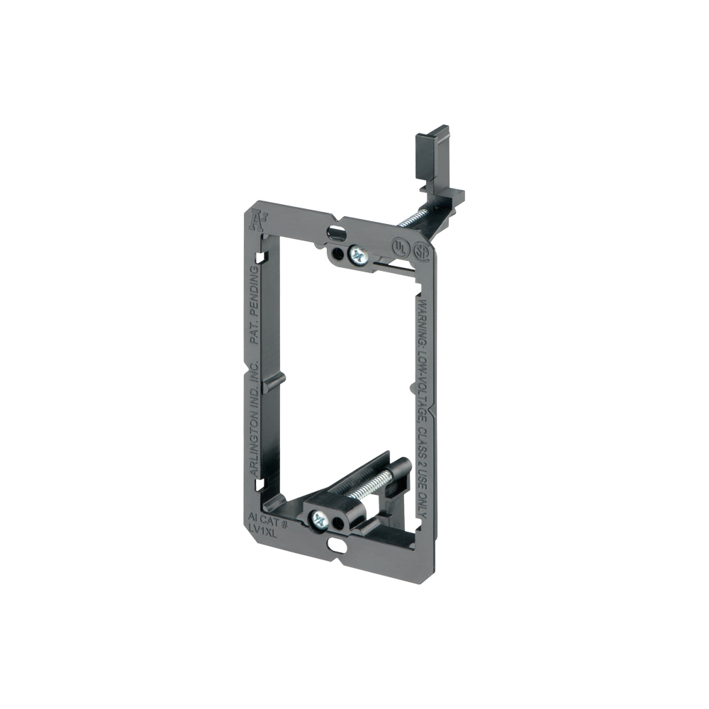 LV1XL LV Series 1-Gang Low Voltage Mounting Bracket With Extra Long Screw, For Use With Cable Management System, Fastened Mount, Plastic