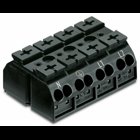 4-conductor chassis-mount terminal strip; 4-pole; N-PE-L1-L2; with ground contact; 4 mm²; 4,00 mm²; black
