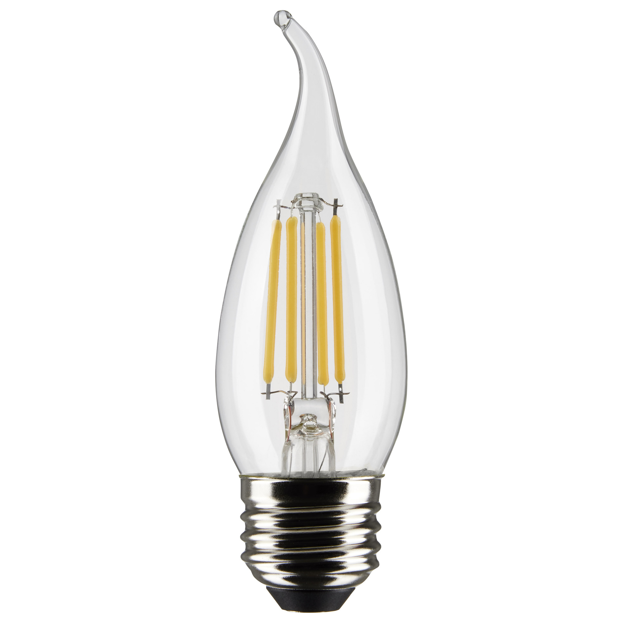 S21312 Candle Bent Tip Bulb, 4 W, 40 W Incandescent Equivalent, E26 Lamp Base, CA10 Shape, 350 Lumens