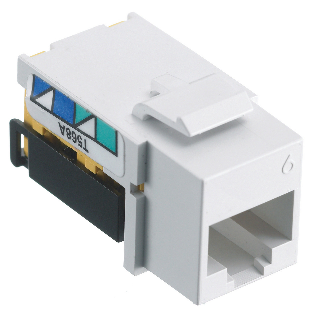 NSJ6W Standard Universal A/B Modular Jack, Cat 6 Module, Screw Mount, White
