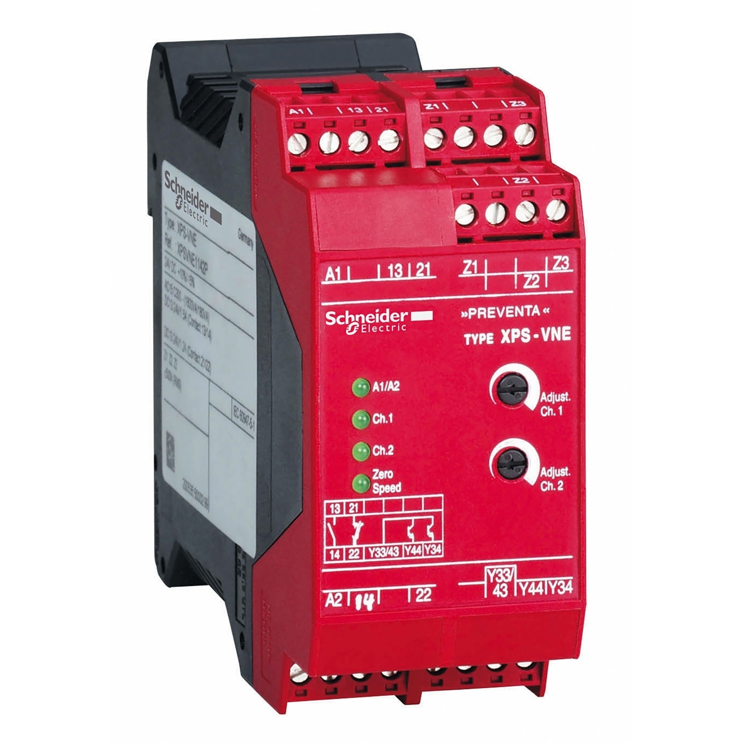 XPSVNE3442P Preventa Safety Relay With (4) LEDs, 1NO-1NC 1 Form A/1 Form B Contact, 115 V AC V Coil