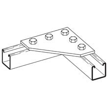B556GRN Flat Corner Gusset Plate, 5 Holes, 5-3/8 in L x 5-3/8 in W x 1/4 in THK, Strip Steel