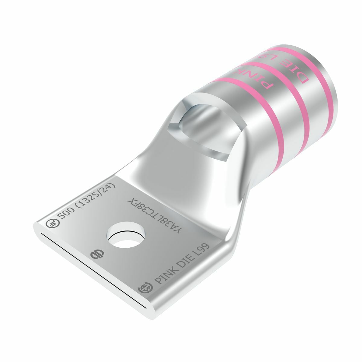 YA38LTC38FX YA-L-FX 1-Hole Compression Lug With Inspection Window, 535.3 kcmil Flexible Copper Conductor, Die Code: L99, 3/8 in Stud, Copper