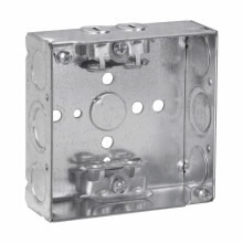 TP454 TP Welded Outlet Box, Steel, 22 cu-in Capacity, (8) Knockouts, 4 in H x 4 in W x 1-1/2 in D