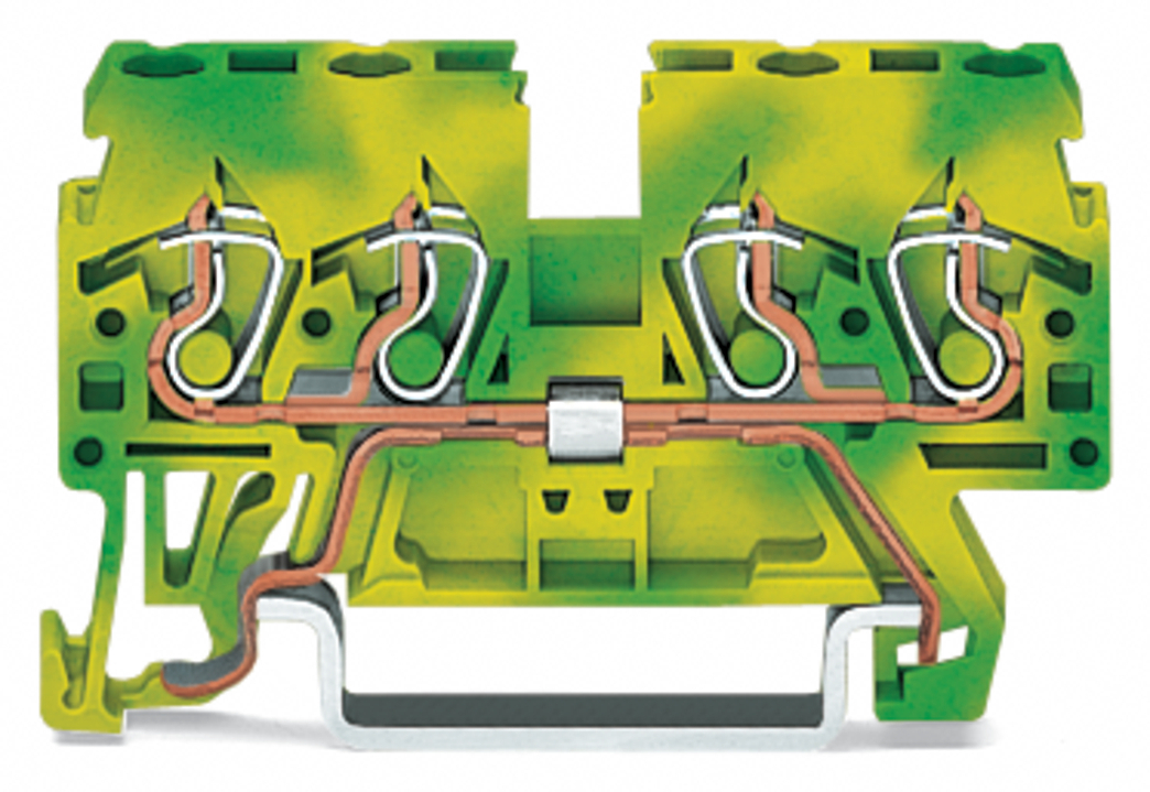 870-837 Operating Tool Ground Terminal Block, 28 to 12 AWG Wire, 1 Poles, DIN Rail Mount