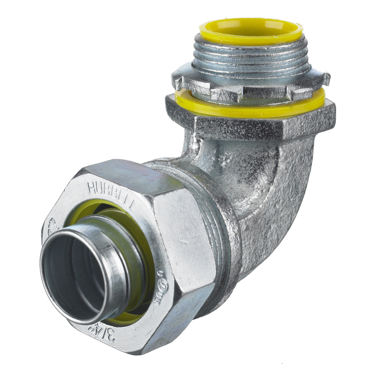 H30091 Insulated Male Metallic Liquidtight Connector, 3 in Trade, 90 deg, Iron/Steel, Zinc Plated