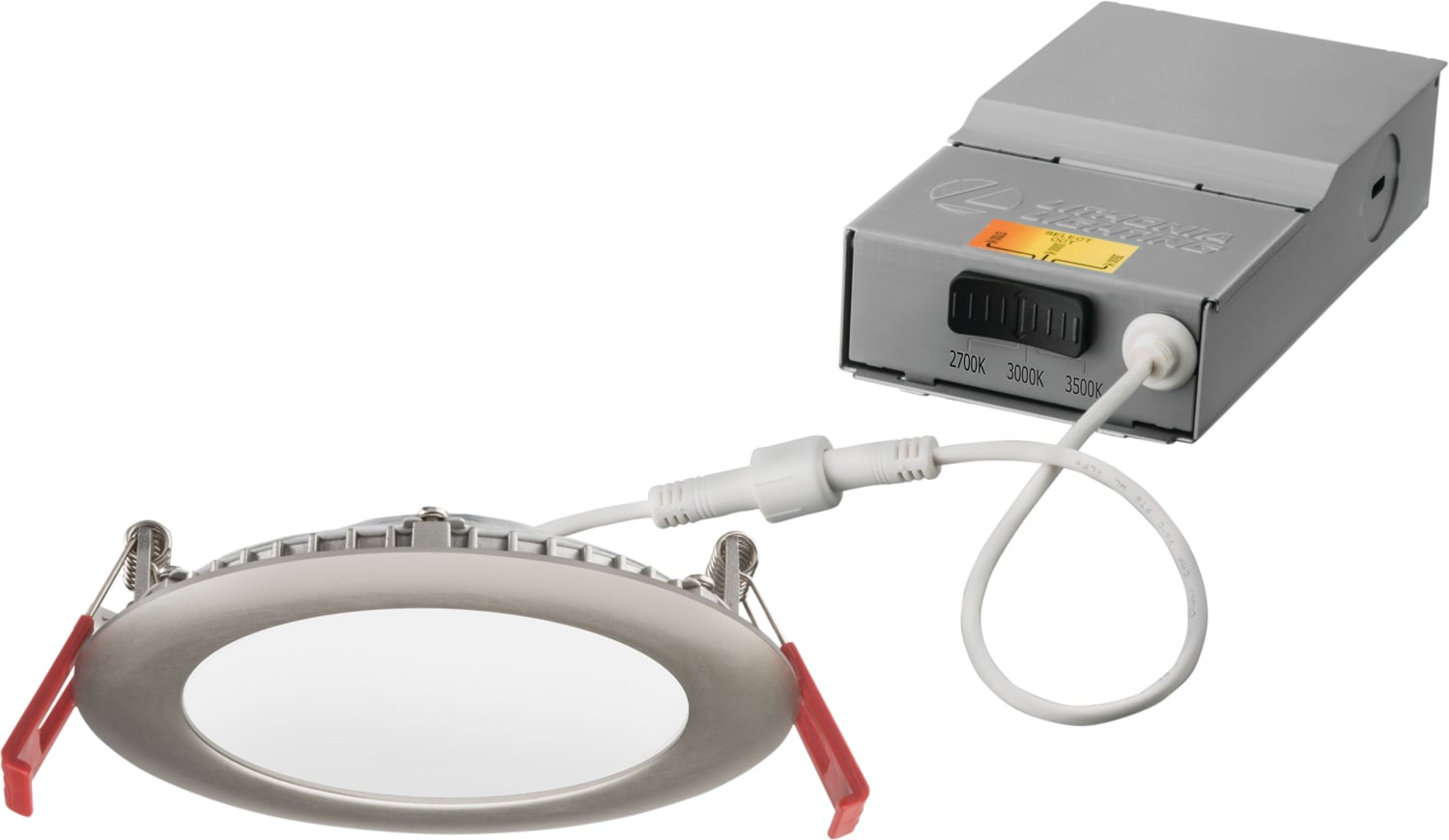 WF4 LED 27K30K35K 90CRI BN M6 WF4 Dimmable Round Wafer Thin Recessed Downlight, LED Lamp, 4.2 in Ceiling Opening, 120 to 277 VAC, Die Cast Aluminum Housing