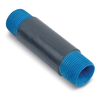 PVC Coated Conduit Nipple, 1-1/2 Inch/41 Metric Pipe Size x 18 Inch/457.2 Millimeters Nipple Length, Nominal .002 Inch (2 mil) Blue Urethane on Interior, Minimum .040 Inch (40 mil) PVC Coating on Exterior, Blue Urethane Coating Over Threads, Hot-Dip Galvanized Rigid Steel, Gray