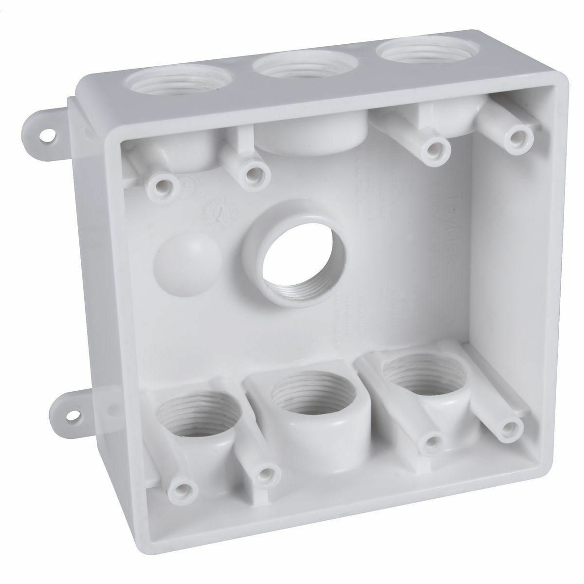 PDB77550WH Weatherproof Outlet Box Plate With Lugs, 2 in D, PVC