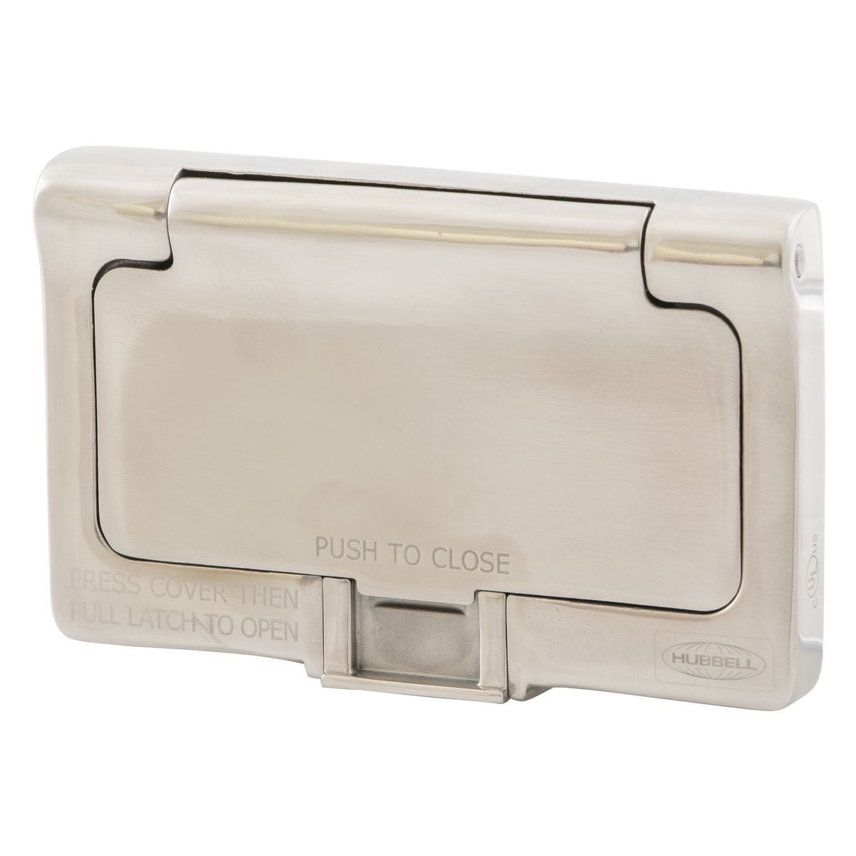 HBLSS264X Corrosion-Resistant Dust-Tight Standard Watertight Weatherproof Cover, 3.14 in L x 4.85 in W x 0.88 in D, GFCI/Latching/2.76 in Dia Opening Cover, 316 Stainless Steel