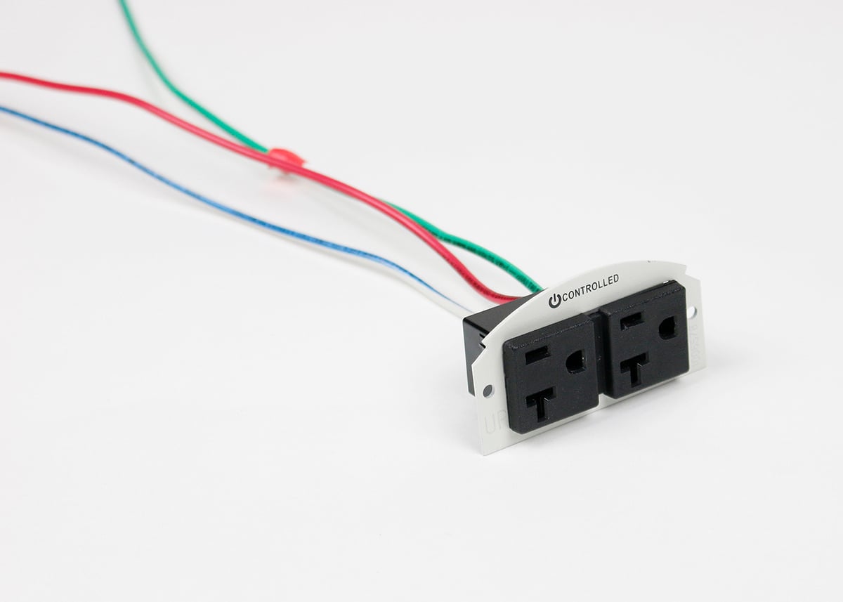68REC-CTRL Duplex Multi-Service Controlled Receptacle With Controlled Receptacle Marking, 20 A, White