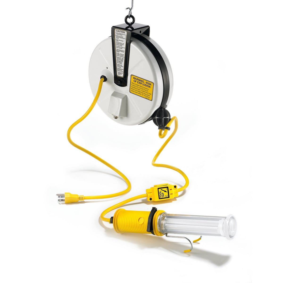 HBLC40163FL Heavy Duty Commercial Lighted Cord Reel With Hand Lamp, 120 VAC, 10 A, 40 ft L Cord, 16 to 3 AWG Conductor