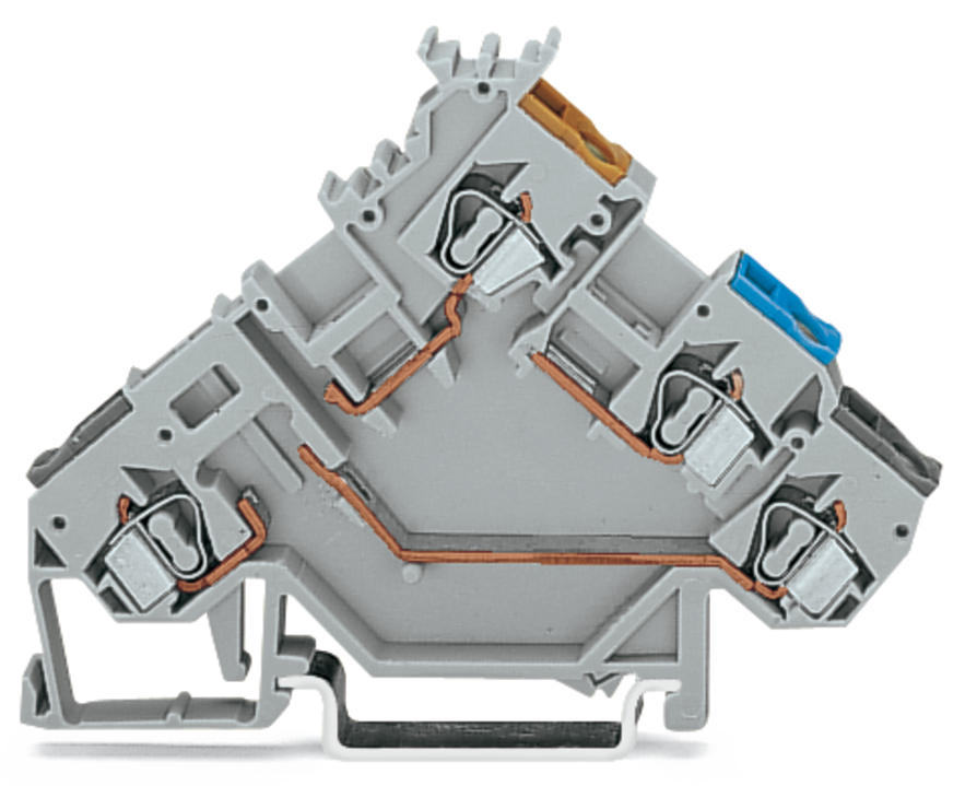 280-561 Operating Tool Sensor Terminal Block, 250 V, 6 A, 28 to 12 AWG Wire, 4 Poles, DIN Rail Mount
