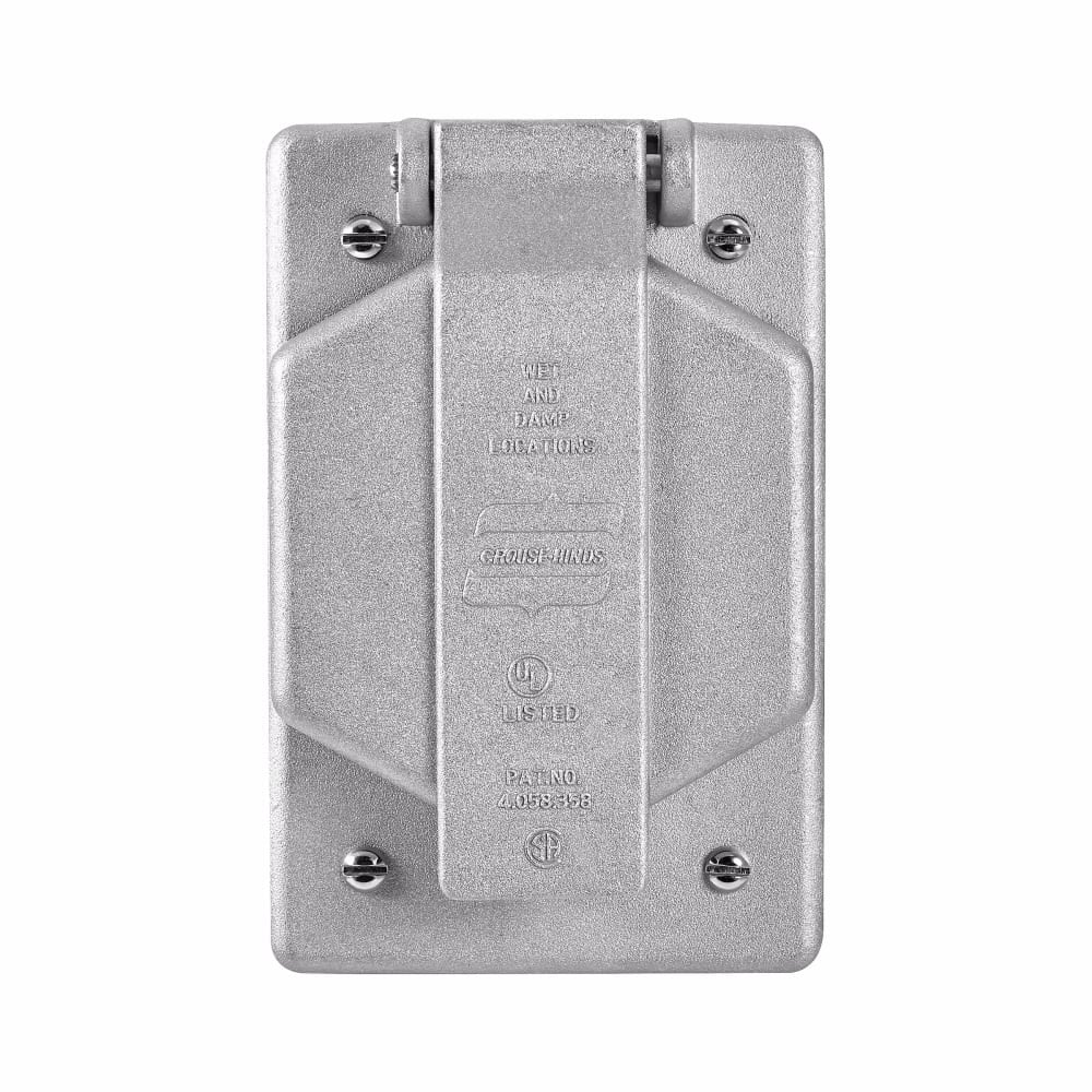 WLRS2 WLRS Single Spring Door Cover, 1-1/2 in Dia, 2.91 in L x 1.13 in W x 4.44 in D, (1) Receptacle Cover, Copper-Free Aluminum