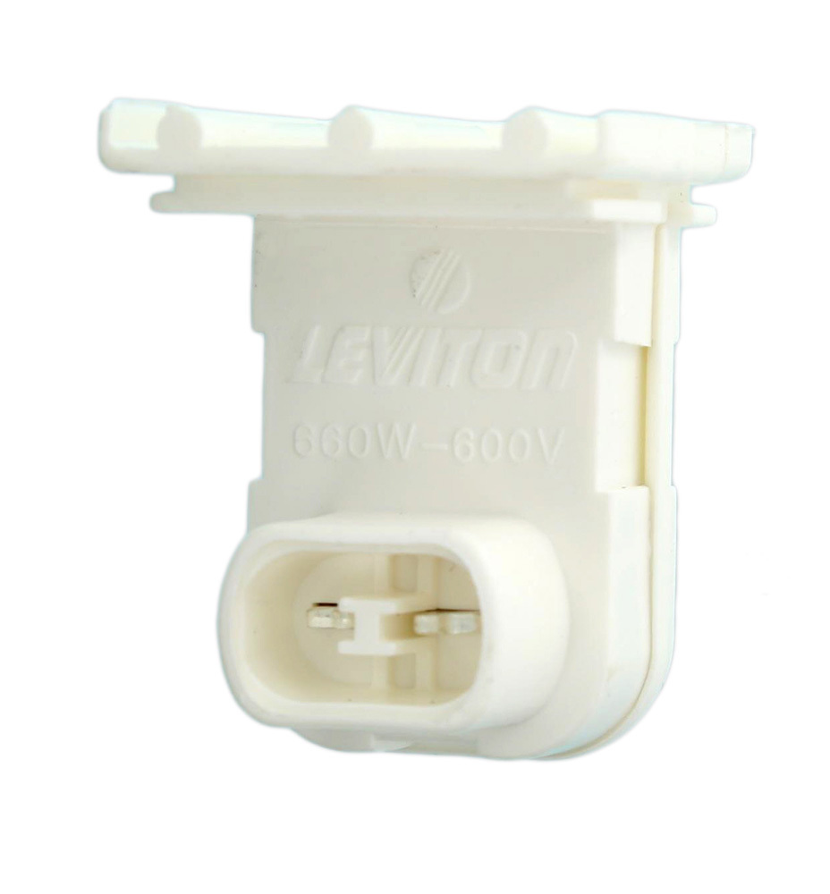 Horizontal Fluorescent Lampholder; 600 Volt, 660 Watt, Pedestal Slide-On Mount, White