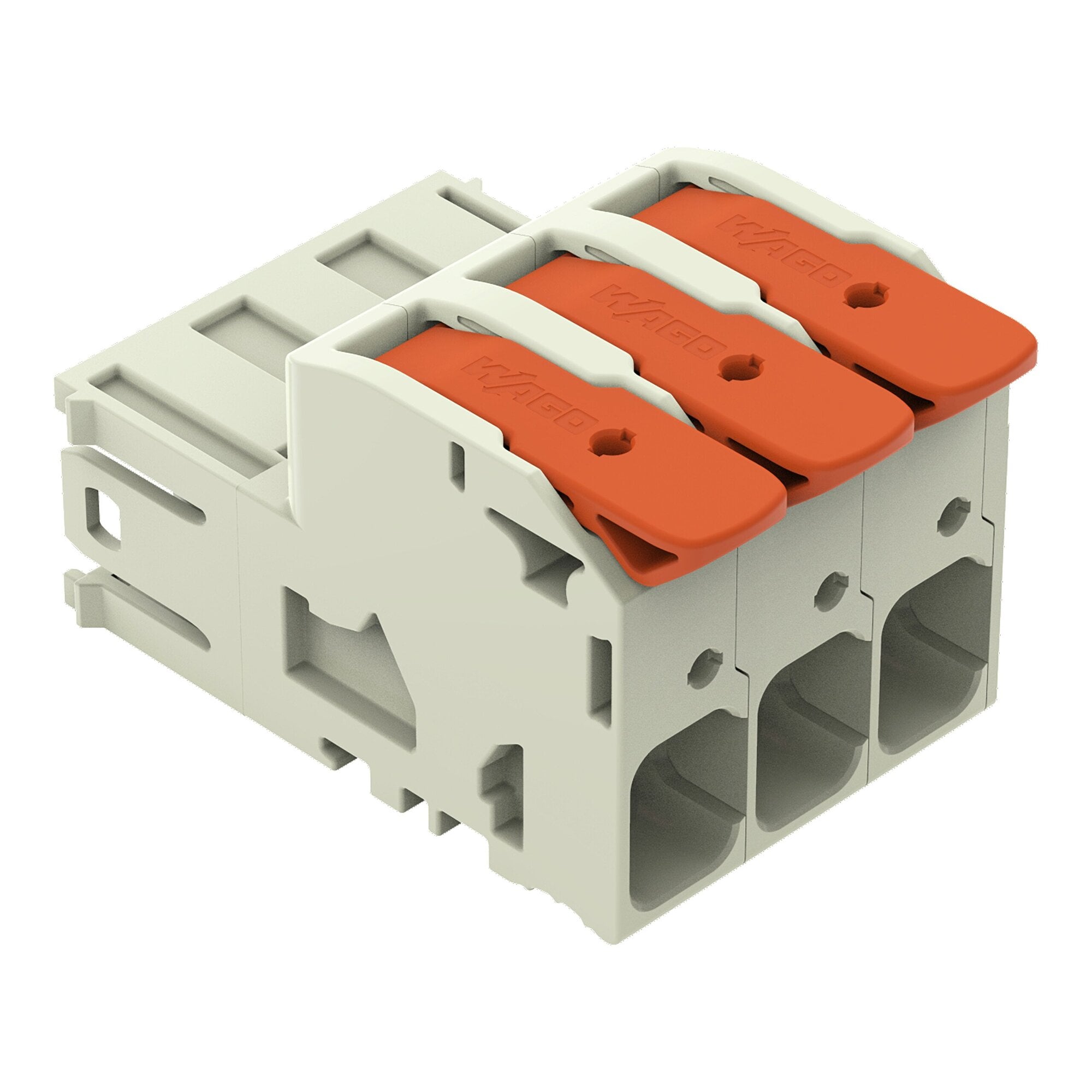 832-1203 Lever 1-Conductor Male Connector, 1 kV, 76 A, 18 to 4 AWG Wire, 3 Poles