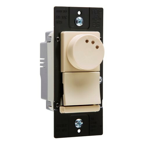 DRDH163PIV Wattstopper DR 3-Way 1-Pole Dimmer Fan Control Switch, 120 V AC, 1.6 A, Rotary Operational Mode, Thermoplastic, Ivory