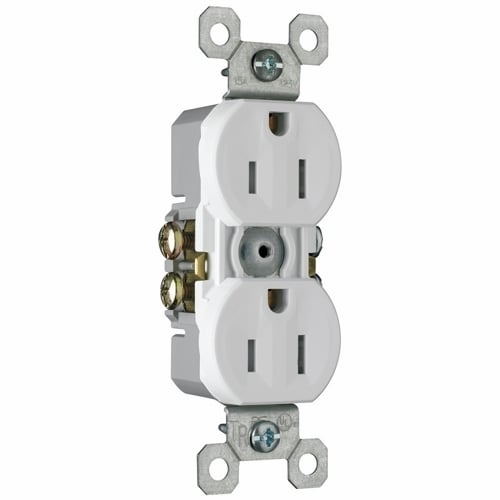 3232TRW Trademaster Duplex Receptacle, 15 Amp, 125V, White