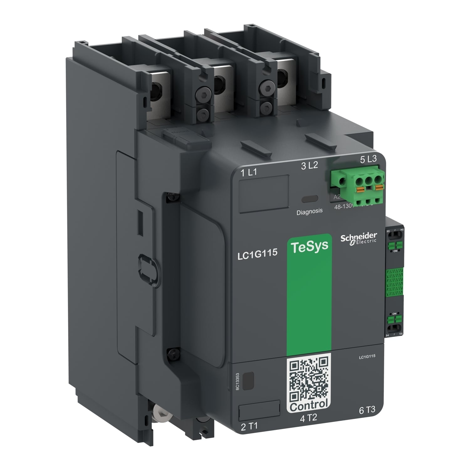 LC1G185KUEN LC1G TeSys Giga High Power Contactors, 1000 V AC at 50/60 Hz, 300 V DC V Coil, 185 A, 3NO Contact, 3 Poles