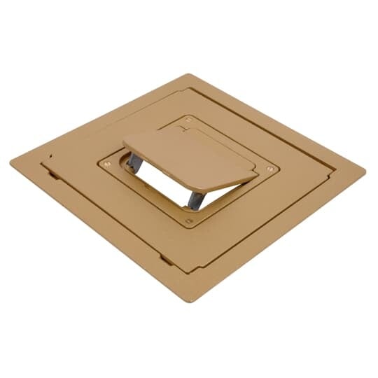 668-CST-BRS Steel City Recessed Floor Box Cover, 11.63 in L x 11.63 in W, Die Cast Zinc
