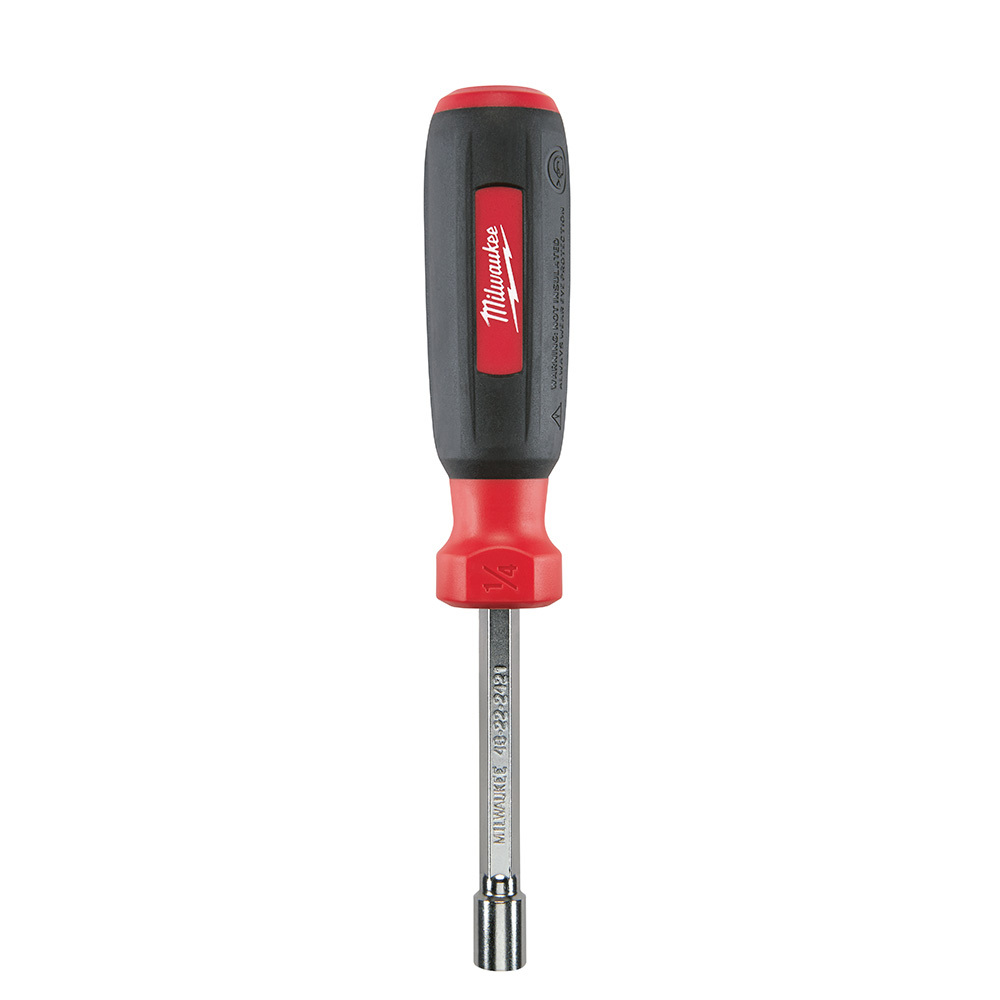 48-22-2422 Nut Driver, 5/16 in, Hex/Hollow Shank, Black/Red Cushion Grip Handle, Polished Chrome