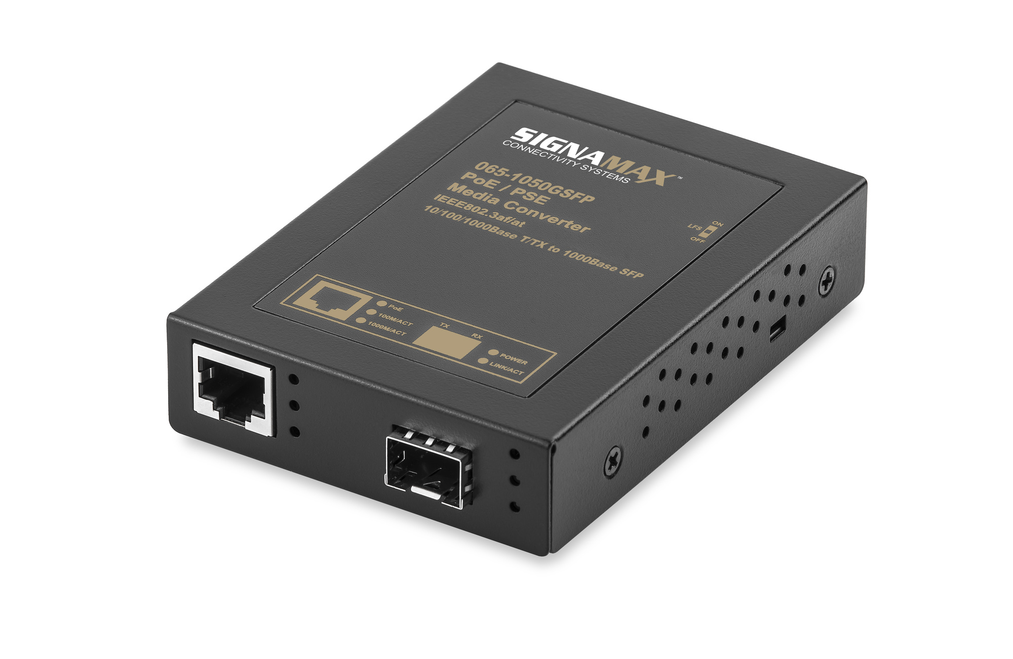 10/100/1000TX to 1000X SFP PoE+ Media Converter