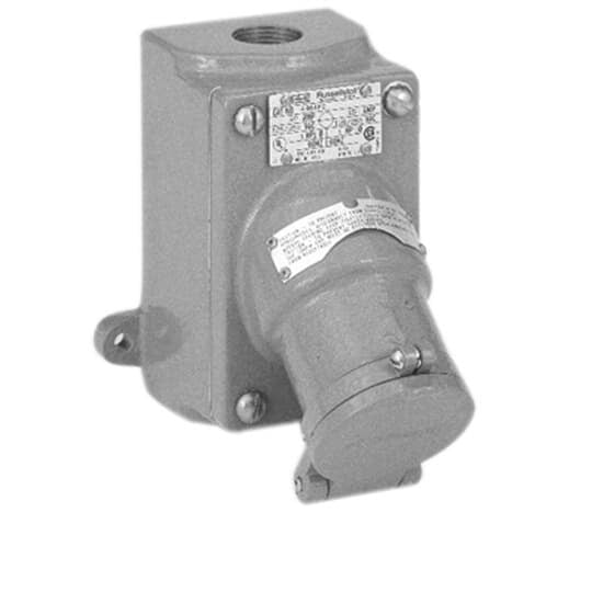 4462 Russellstoll Type EFS Delayed Action Explosionproof Surface Mount Straight Receptacle, 125/250 VAC, 20 A, 2 Poles, 3 Wires