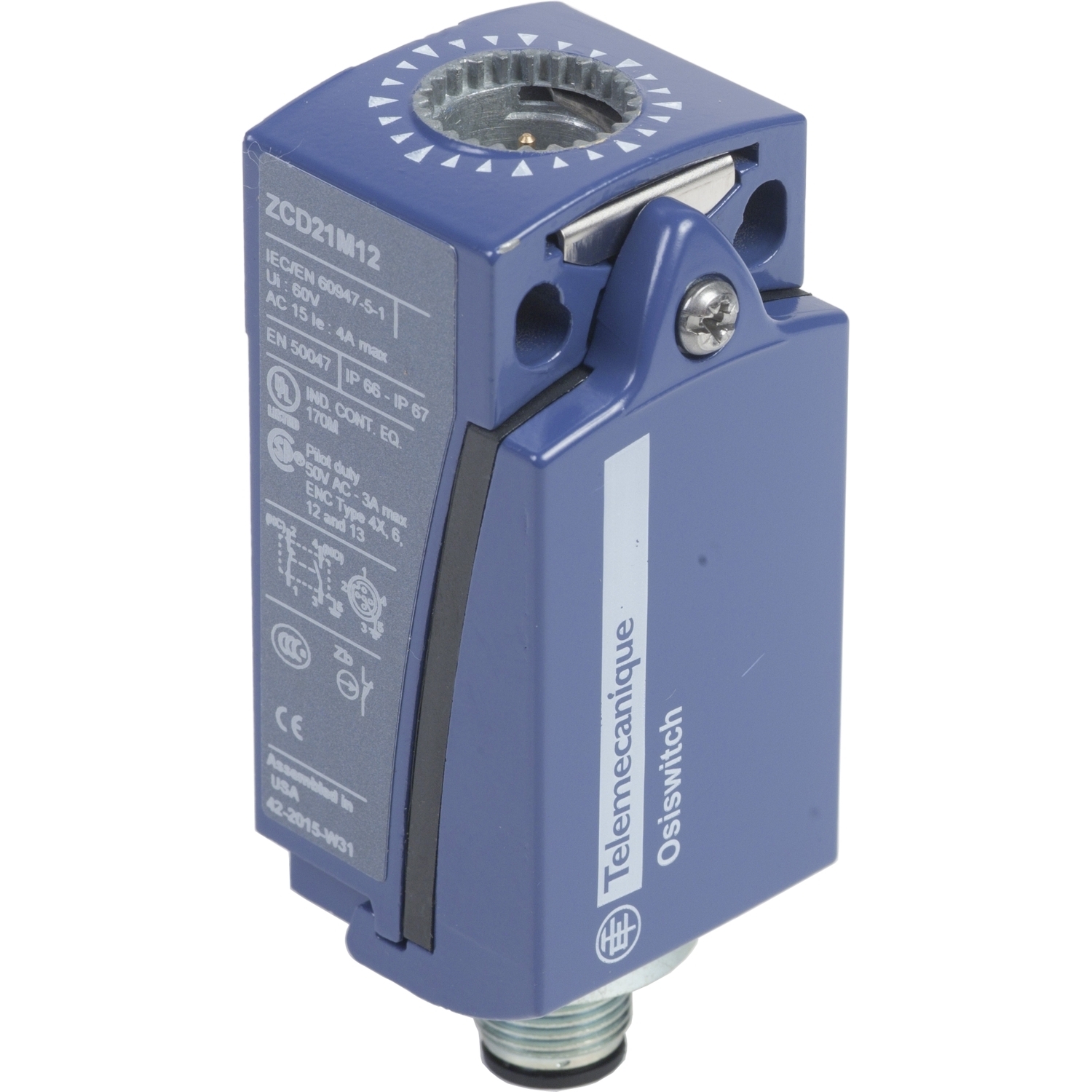 ZCD21M12 ZCD Compact Limit Switch Body, 1NO-1NC Contact, For Use With XCKD and ZCD Series Standard Compact Limit Switch, 4 A at 300/500 V AC Contact