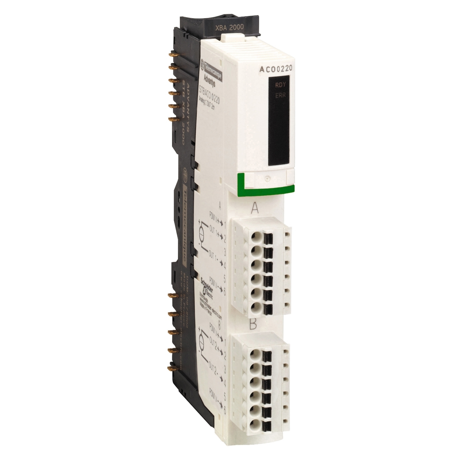 STBACO0220K Modicon Standard Analog Output Kit, 2 Outputs, 0 to 20/4 to 20 mA Signal Range, +15 bit Resolution, +/-0.3 % Accuracy