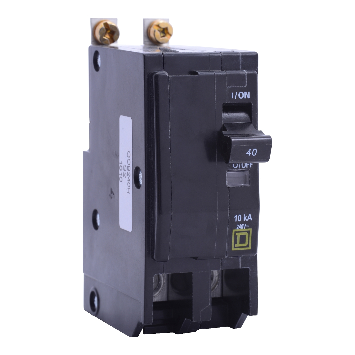Mini circuit breaker, QO, 50A, 2 pole, 120/240VAC, 10kA, bolt on, high density discharge