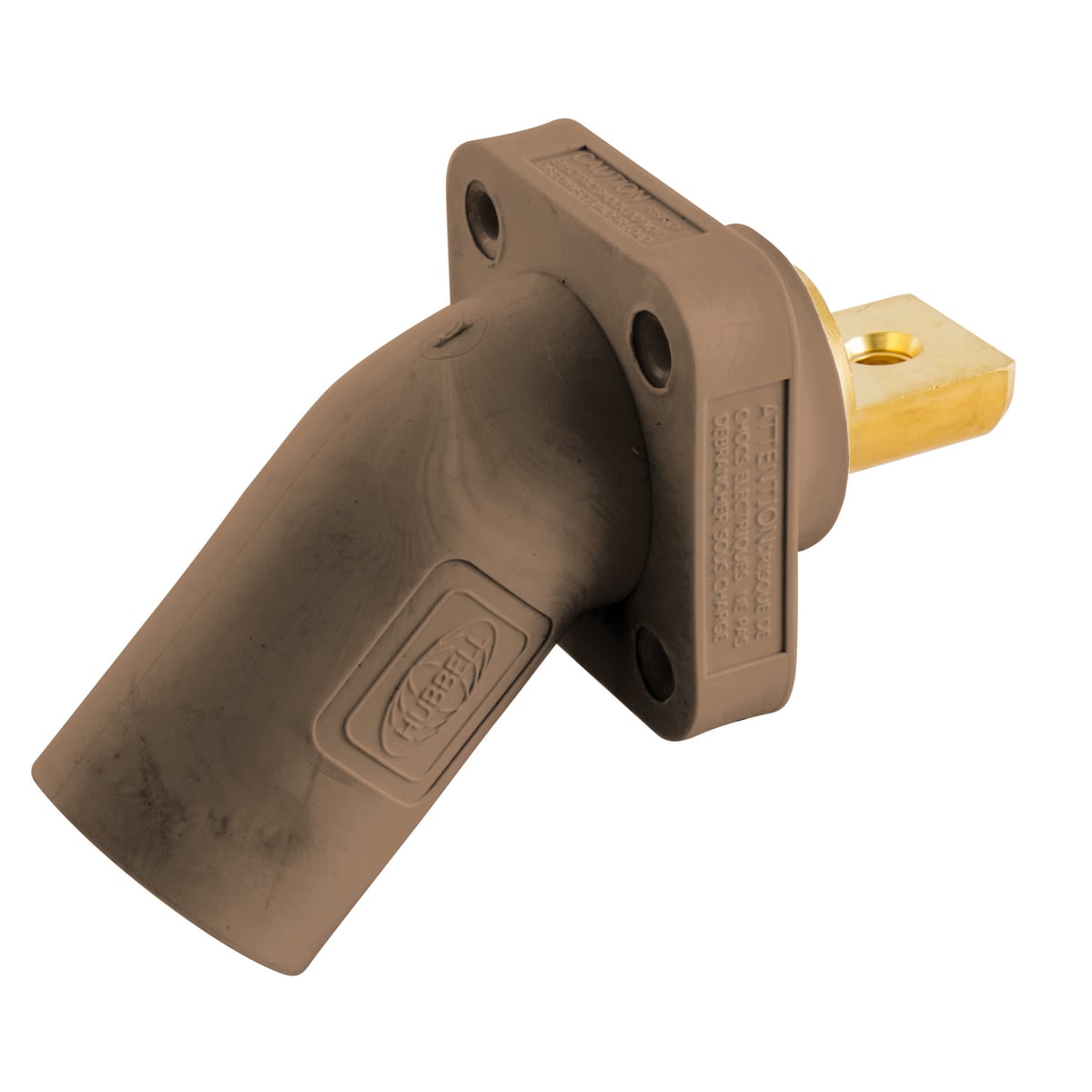 HBLMRABBN 16 Series Angled Inlet Male Single Pole Receptacle, 600 VAC/250 VDC, 300/400 A, 4 to 4/0 AWG Wire, Threaded Connection, 3R/4X/12 NEMA Rating