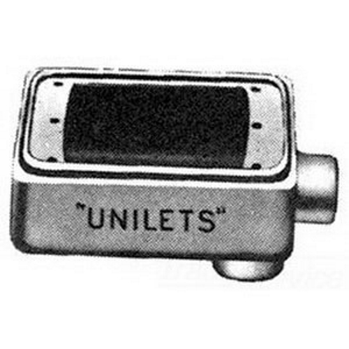 FSLA-1-75 Unilets Type FSLA Heavy Duty Shallow Device Box With Internal Ground Screw, Malleable Iron, 25 cu-in Capacity, 1 Gangs, 2 Outlets, 2 Knockouts, 6.06 in H x 2.81 in W x 2 in D