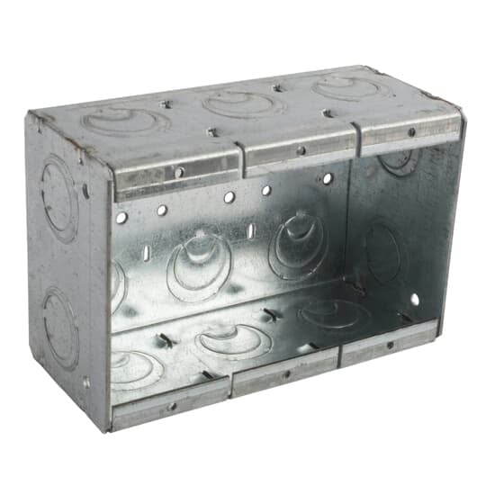 3-MBS Steel City Shallow Welded Masonry Box, Steel, 47.3 cu-in Capacity, 3 Gangs, 3 Outlets, 10 Knockouts