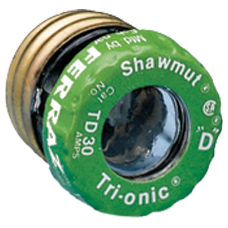 TD30 Time Delay Low Voltage Plug Fuse, 30 A, 125 V AC, 10 kA, Edison Base Body