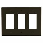 Hubbell Wiring Device Kellems, Wallplates and Box Covers, Wallplate,Non-Metallic, 3-Gang, 3) Decorator, Brown