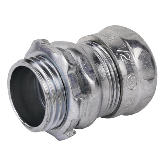 TC111A Steel City Non-Insulated Compression Connector, 1/2 in Trade, For Use With EMT Conduit, Steel, Zinc Plated